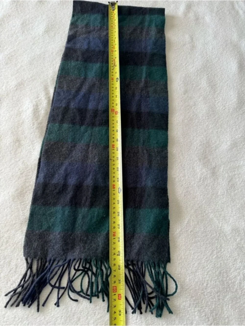 Club Room Cashmere Scarf Green Blue Plaid Fringe Soft Luxury Winter Cozy Fall
